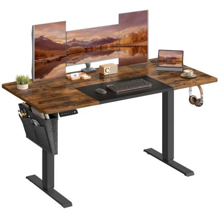 Ρυθμιζόμενο σε ύψος γραφείο SOLEA-X καφέ/μαύρο