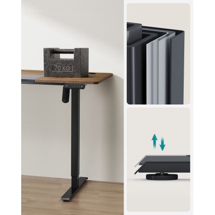 Ρυθμιζόμενο σε ύψος γραφείο εργασίας SOLEA-X, καφέ/μαύρο