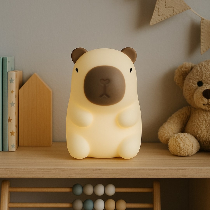 Ρυθμιζόμενο επαναφορτιζόμενο παιδικό νυχτερινό φωτιστικό LED RGBW με λειτουργία αφής KAPYBARA LED/0,45W/5V 800 mAh