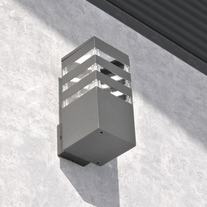 LED RGBW ρυθμιζόμενο επιτοίχιο φωτιστικό εξωτερικού χώρου TEKSAS 1xE27/9W/230V 2700-6500K Wi-Fi IP44 ανθρακί