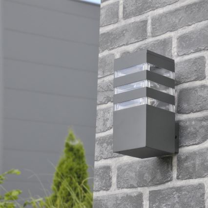 LED RGBW ρυθμιζόμενο επιτοίχιο φωτιστικό εξωτερικού χώρου TEKSAS 1xE27/9W/230V 2700-6500K Wi-Fi IP44 ανθρακί