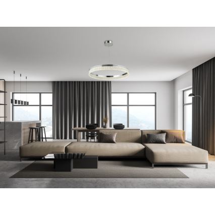 Ρυθμιζόμενος κρυστάλλινος κρεμαστός πολυέλαιος THALIA LED/55W/230V 3000-6000K Ø 80 εκ. με συρματόσχοινο + τηλεχειριστήριο