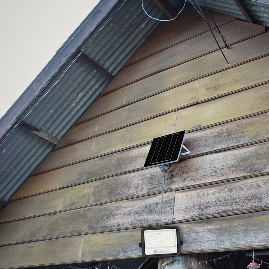 LED Ρυθμιζόμενος ηλιακός προβολέας LED/100W/3,2V 2000-8000K IP65 5000 mAh μαύρο + τηλεχειριστήριο