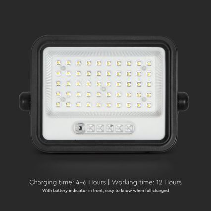 LED Ρυθμιζόμενος ηλιακός προβολέας LED/100W/3,2V 2000-8000K IP65 5000 mAh μαύρο + τηλεχειριστήριο