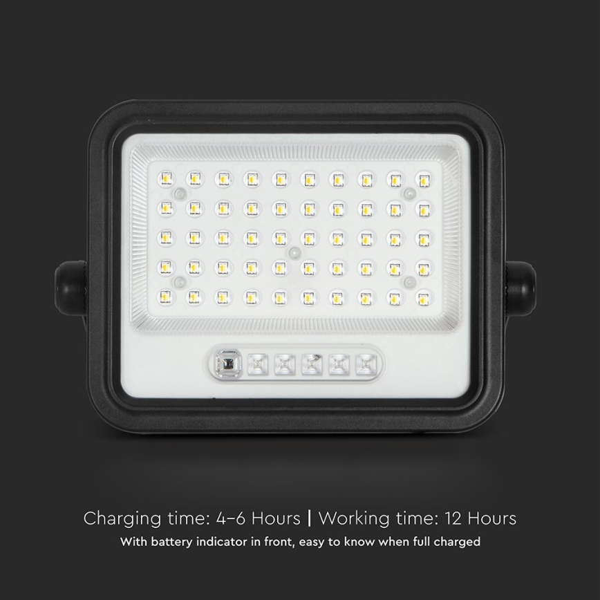 LED Ρυθμιζόμενος ηλιακός προβολέας LED/100W/3,2V 2000-8000K IP65 5000 mAh μαύρο + τηλεχειριστήριο