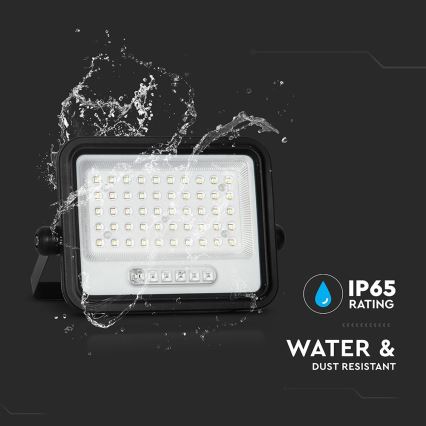 LED Ρυθμιζόμενος ηλιακός προβολέας LED/100W/3,2V 2000-8000K IP65 5000 mAh μαύρο + τηλεχειριστήριο