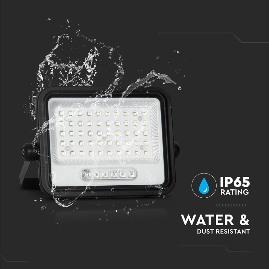 LED Ρυθμιζόμενος ηλιακός προβολέας LED/100W/3,2V 2000-8000K IP65 5000 mAh μαύρο + τηλεχειριστήριο