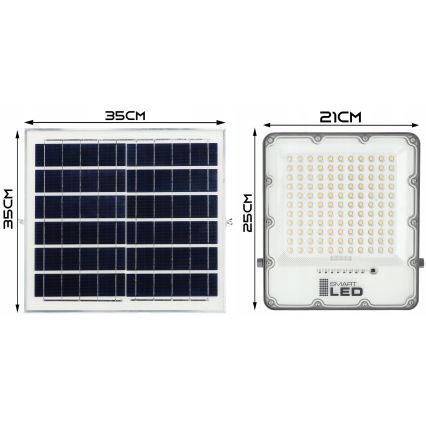 LED Ρυθμιζόμενος ηλιακός προβολέας LED/150W/3,2V 5000K 15000 mAh IP65 μαύρος + τηλεχειριστήριο