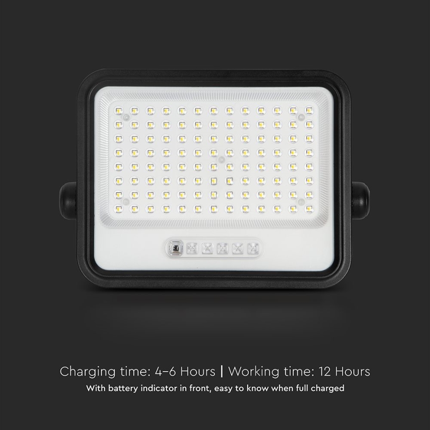 Ρυθμιζόμενος ηλιακός LED προβολέας LED/200W/3,2V 2000-8000K IP65 10000 mAh μαύρο + τηλεχειριστήριο
