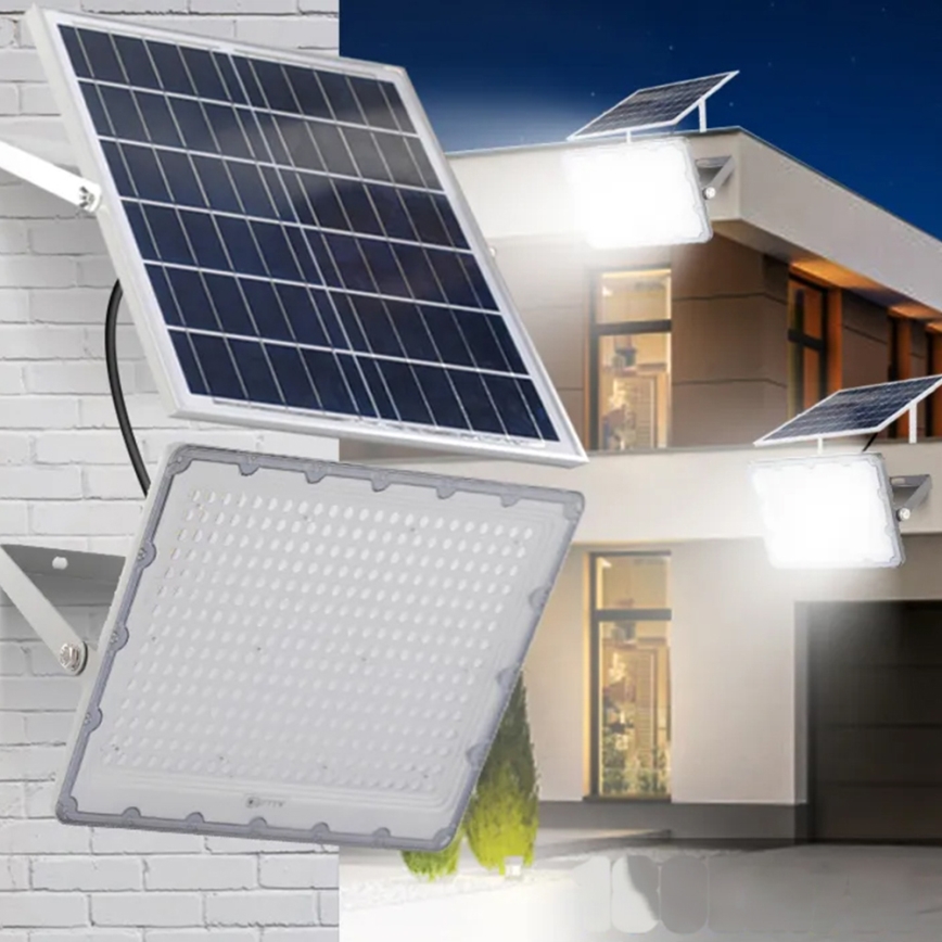 LED Ρυθμιζόμενος ηλιακός προβολέας LED/50W/3,2V 5000K 6000 mAh IP65 μαύρο + τηλεχειριστήριο