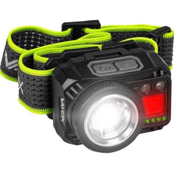 Ρυθμιζόμενος επαναφορτιζόμενος LED φακός κεφαλής με αισθητήρα και κόκκινο LED φωτισμό/6W/5V/3xAAA IP66 500 lm 1200 mAh