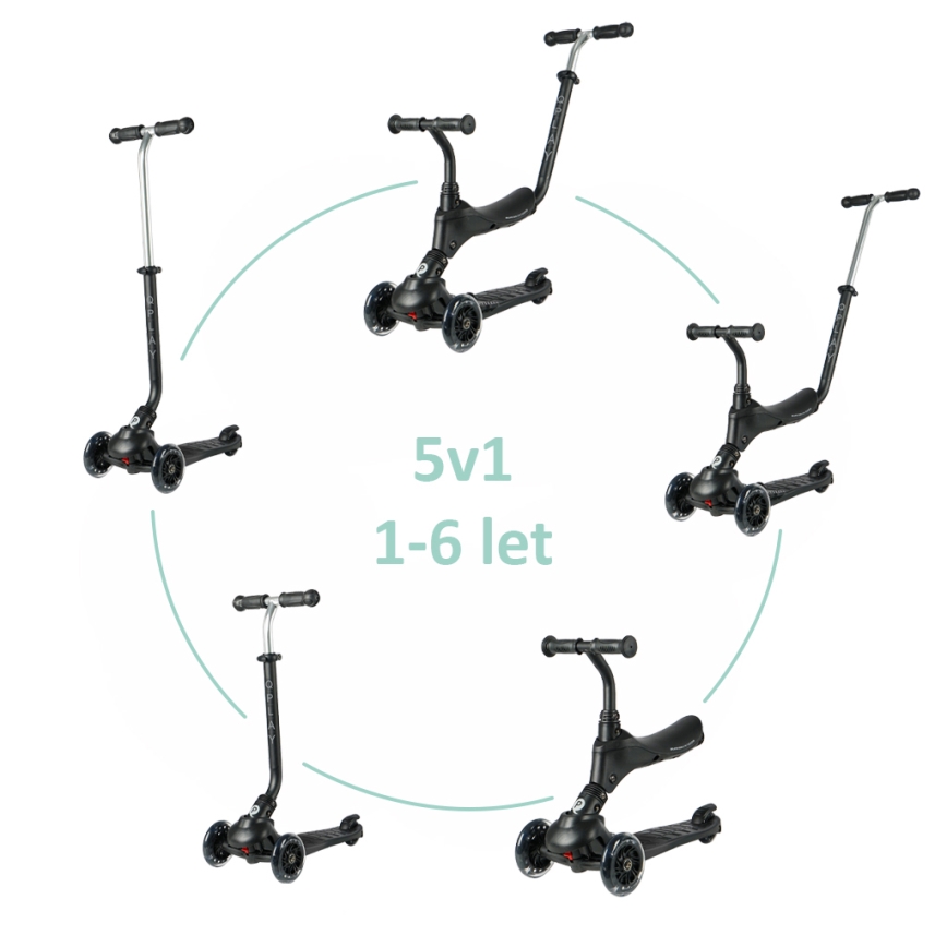QPlay - Παιδικό πατίνι με LED τροχούς 5v1 SEMA PRO μαύρο