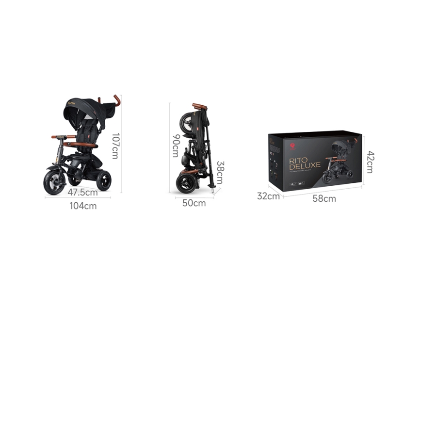 QPlay - Παιδικό τρίκυκλο 6 σε 1 RITO DELUXE γκρι