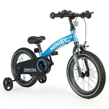 QPlay - Παιδικό ποδήλατο 14" MINIBY 3σε1 μπλε