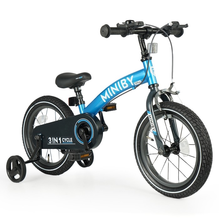 QPlay - Παιδικό ποδήλατο 14" MINIBY 3σε1 μπλε