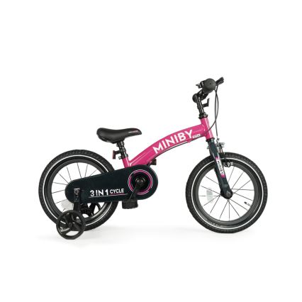 QPlay - Παιδικό ποδήλατο 14" MINIBY 3σε1 ροζ