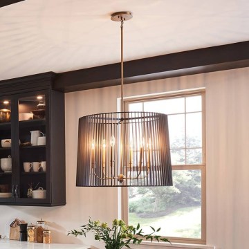 Quintiesse - Κρεμαστό φωτιστικό σε ράβδο LINARA 6xE14/60W/230V διάμ. 66 cm μαύρο/χρυσό