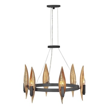 Quintiesse - Κρεμαστό φωτιστικό WILLOW με καλώδιο 6xE14/40W/230V διάμ. 61 cm χρυσό/μαύρο