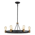 Quintiesse - Πολυέλαιος σε ράβδο SILAS, 6xE27/60W/230V, Ø 72,3 εκ., μαύρο/χρυσό