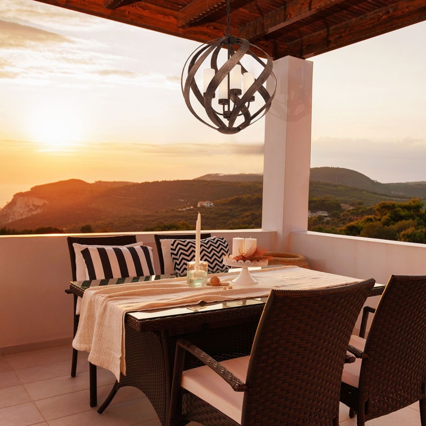 Quintiesse - Εξωτερικό κρεμαστό φωτιστικό με αλυσίδα BLACKSMITH 4xE14/40W/230V διάμ. 50,1 cm IP44 μαύρο