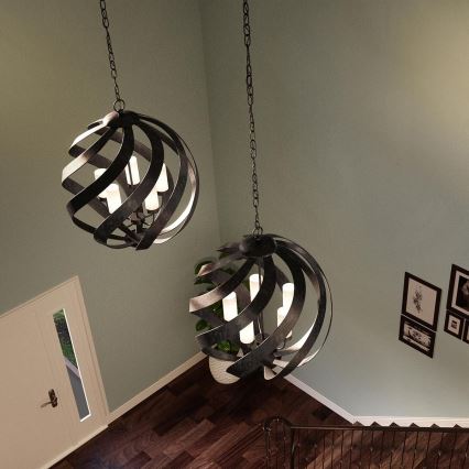 Quintiesse - Εξωτερικός πολυέλαιος με αλυσίδα BLACKSMITH 5xE14/40W/230V Ø 66,4 cm IP44 μαύρο