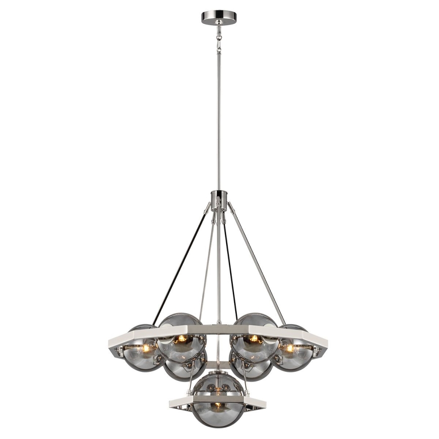 Quintiesse - Πολυέλαιος σε ράβδο HARPER 7xE14/60W/230V Ø 81,3 cm γυαλιστερό χρώμιο/καπνιστό γυαλί