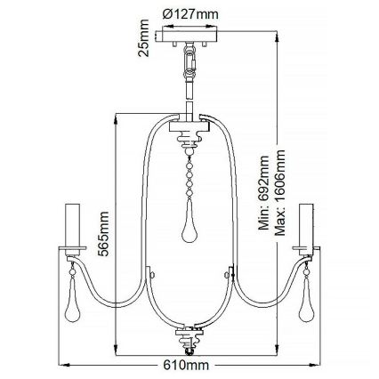 Quintiesse - Πολυέλαιος σε ράβδο KARLEE 5xE14/60W/230V διάμ. 61 cm ματ χρώμιο