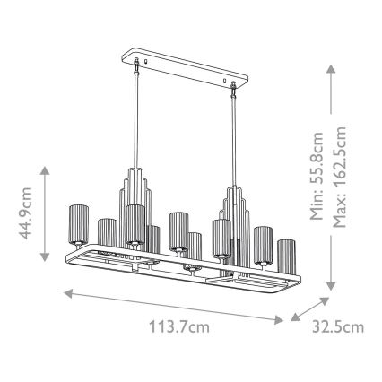 Quintiesse - Φωτιστικό οροφής σε ράβδο KIMROSE 10xE14/40W/230V γυαλιστερό χρώμιο