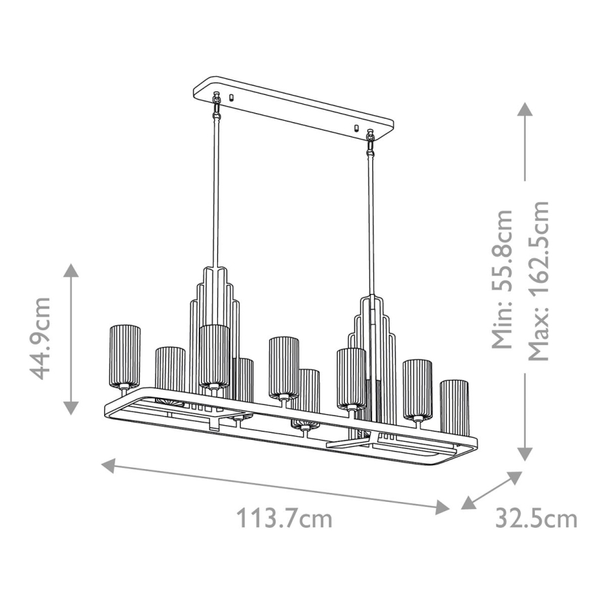 Quintiesse - Φωτιστικό οροφής σε ράβδο KIMROSE 10xE14/40W/230V γυαλιστερό χρώμιο