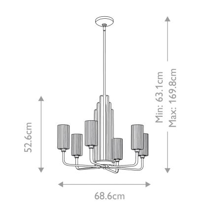 Quintiesse - Πολυέλαιος σε ράβδο KIMROSE 6xE14/40W/230V διάμ. 68,6 cm χρυσός
