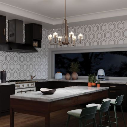 Quintiesse - Πολυφωτιστικό σε ράβδο KIMROSE 6xE14/40W/230V διάμ. 68,6 εκ. γυαλιστερό χρώμιο