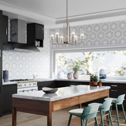 Quintiesse - Πολυφωτιστικό σε ράβδο KIMROSE 6xE14/40W/230V διάμ. 68,6 εκ. γυαλιστερό χρώμιο