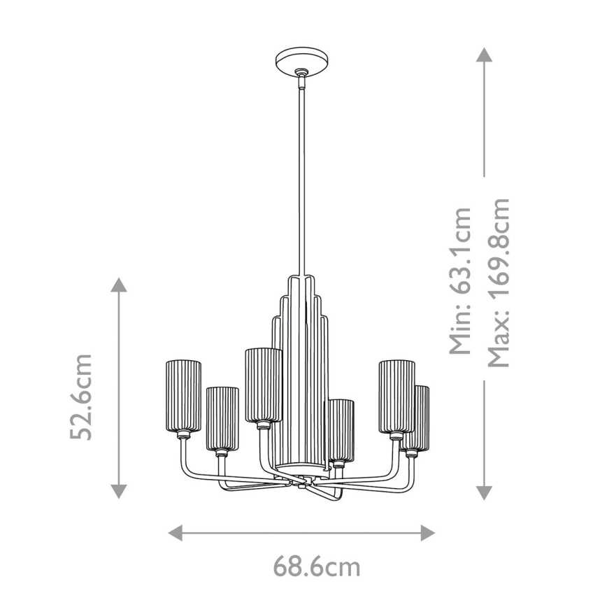 Quintiesse - Πολυφωτιστικό σε ράβδο KIMROSE 6xE14/40W/230V διάμ. 68,6 εκ. γυαλιστερό χρώμιο