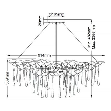 Quintiesse - Κρεμαστό φωτιστικό LAGUNA με καλώδιο, 6xE14/40W/230V, Ø 91,4 cm, χρυσό