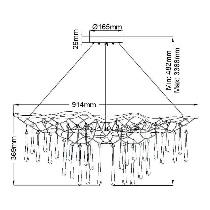 Quintiesse - Κρεμαστό φωτιστικό LAGUNA με καλώδιο, 6xE14/40W/230V, Ø 91,4 cm, χρυσό