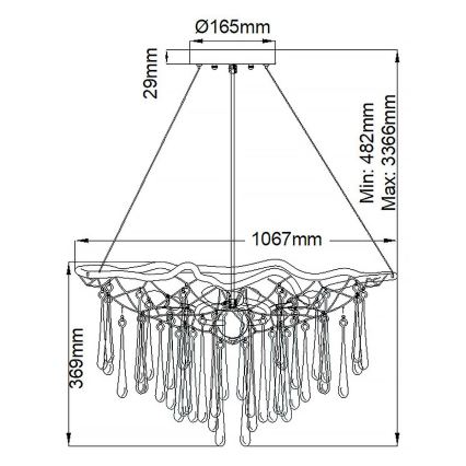 Quintiesse - Πολυέλαιος σε καλώδιο LAGUNA 8xE14/40W/230V διάμ. 106,7 cm σε χρυσό