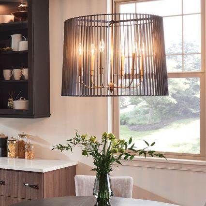 Quintiesse - Κρεμαστό φωτιστικό σε ράβδο LINARA 6xE14/60W/230V διάμ. 66 cm μαύρο/χρυσό