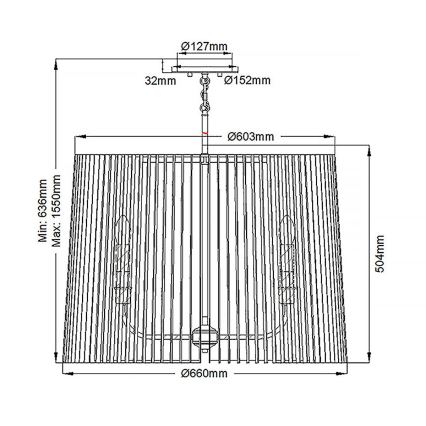 Quintiesse - Κρεμαστό φωτιστικό σε ράβδο LINARA 6xE14/60W/230V διάμ. 66 cm μαύρο/χρυσό