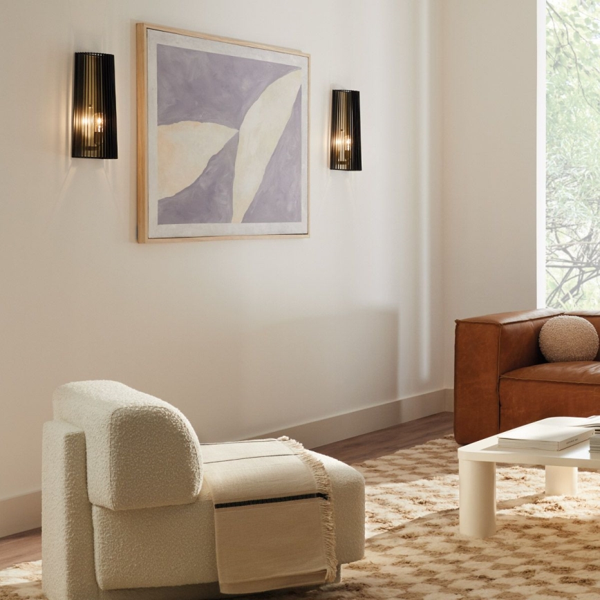 Quintiesse - Επιτοίχιο φωτιστικό LINARA 1xE27/60W/230V μαύρο/χρυσό