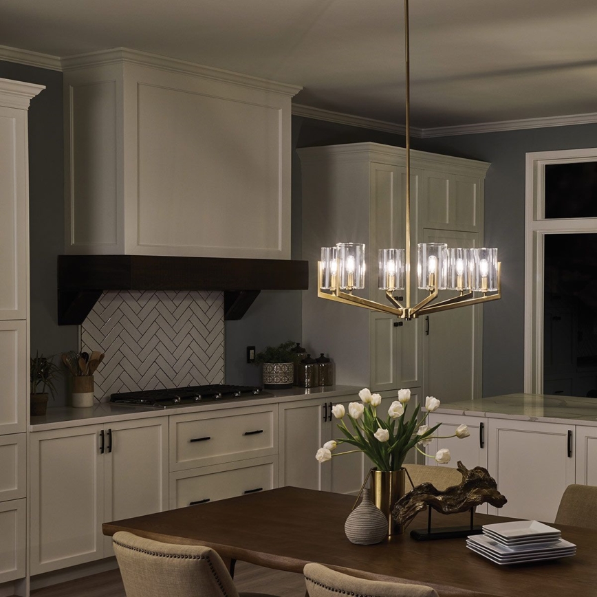 Quintiesse - Κρεμαστό φωτιστικό σε ράβδο NYE 6xE14/40W/230V, διάμετρος 71,1 cm, χρυσό