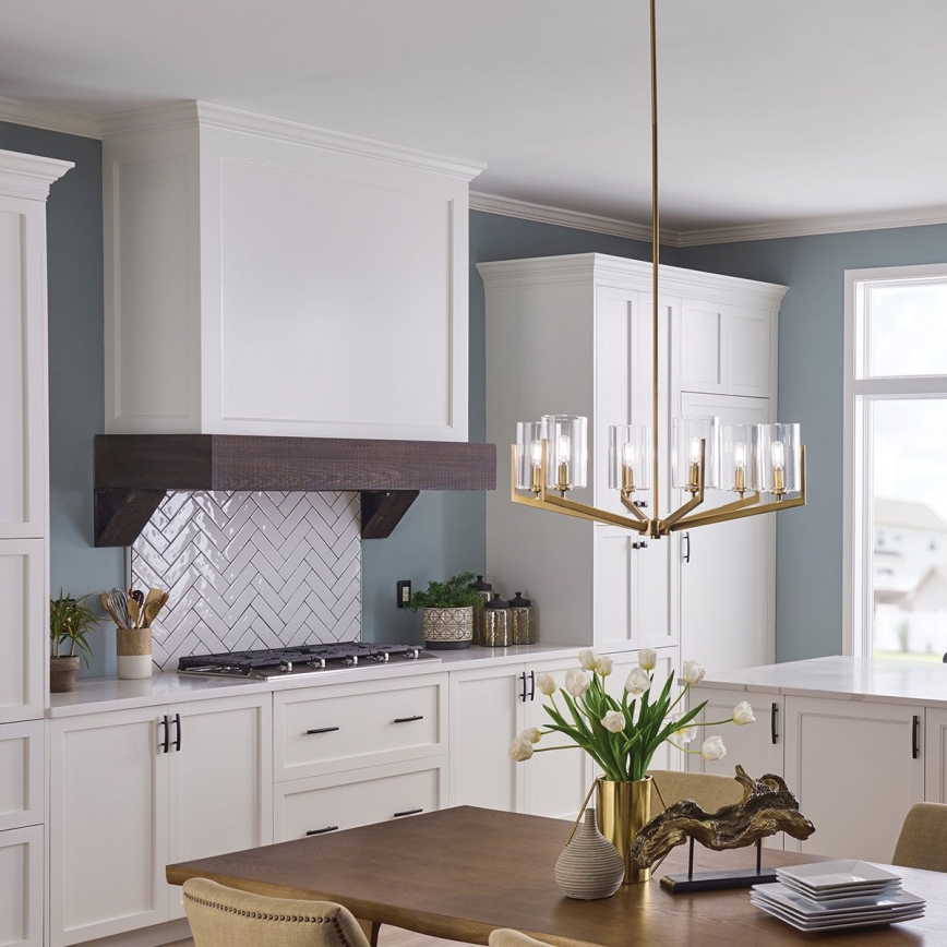 Quintiesse - Κρεμαστό φωτιστικό σε ράβδο NYE 6xE14/40W/230V, διάμετρος 71,1 cm, χρυσό