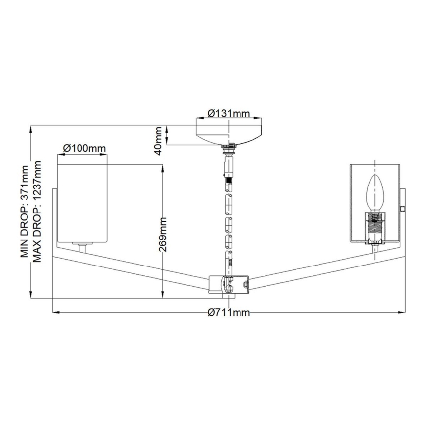 Quintiesse - Πολυέλαιος σε ράβδο NYE 6xE14/40W/230V διάμ. 71,1 cm ματ χρώμιο