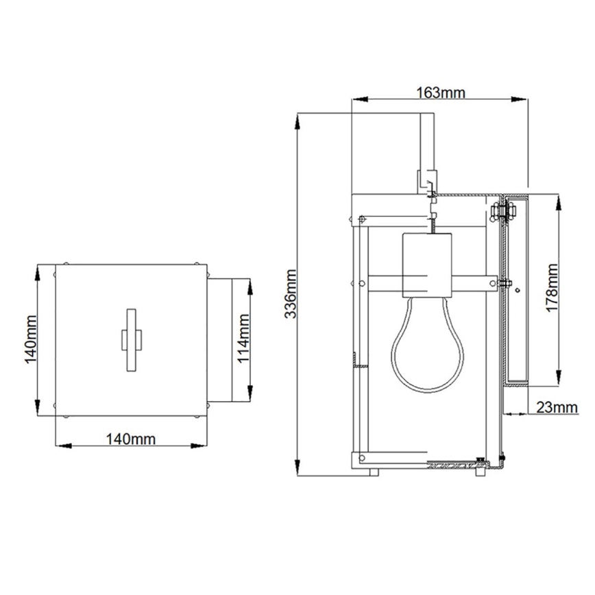 Quintiesse - Εξωτερικό επιτοίχιο φωτιστικό PORTER S 1xE27/60W/230V IP44 μαύρο