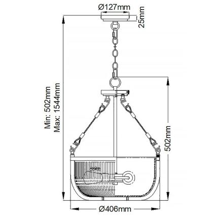 Quintiesse - Κρεμαστό φωτιστικό με αλυσίδα ROUX 3xE27/60W/230V Ø 40,6 εκ. χρυσό