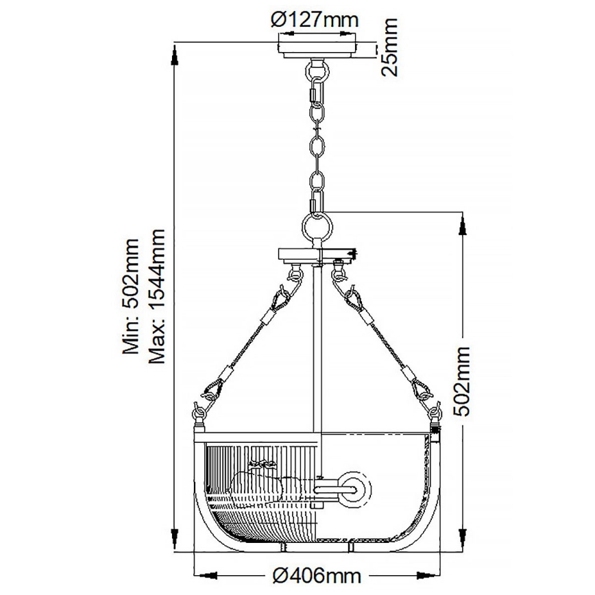 Quintiesse - Κρεμαστό φωτιστικό με αλυσίδα ROUX 3xE27/60W/230V Ø 40,6 εκ. χρυσό