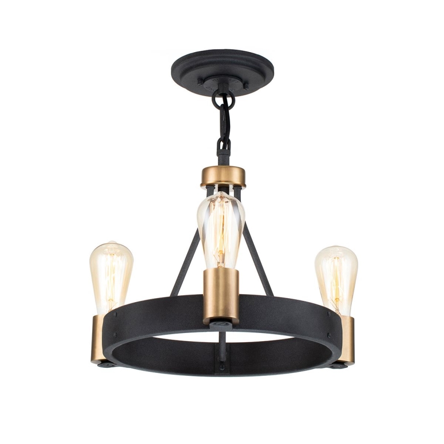 Quintiesse - Φωτιστικό οροφής με ράβδο SILAS 3xE27/60W/230V Ø 42,2 cm μαύρο/χρυσό