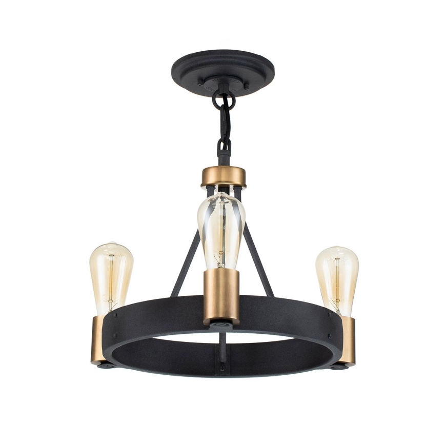Quintiesse - Φωτιστικό οροφής με ράβδο SILAS 3xE27/60W/230V Ø 42,2 cm μαύρο/χρυσό