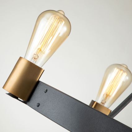 Quintiesse - Πολύφωτο σε ράβδο SILAS 4xE27/60W/230V Ø 54,9 cm μαύρο/χρυσό