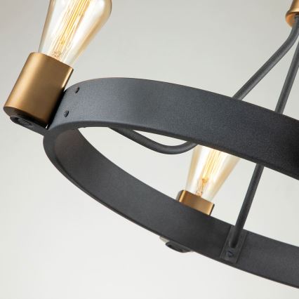 Quintiesse - Πολύφωτο σε ράβδο SILAS 4xE27/60W/230V Ø 54,9 cm μαύρο/χρυσό