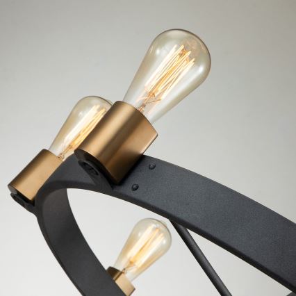 Quintiesse - Πολυέλαιος σε ράβδο SILAS 8xE27/60W/230V διάμ. 82,9 cm μαύρο/χρυσό